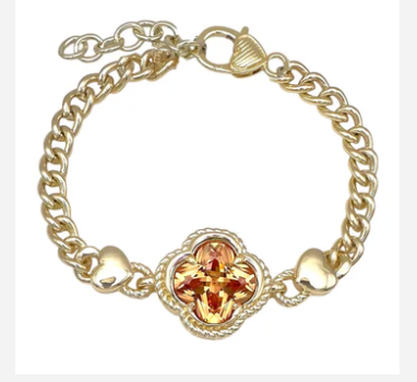 THE LUXE NK GLAM GIRL JEWELRY COLLECTIONS - THE 14K GOLD PLATED MAGNETIC LINK CENTERED CLOVER BRACELET