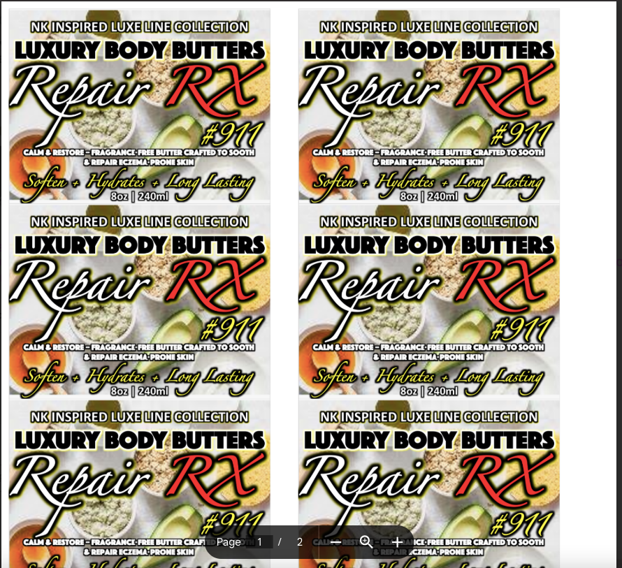 NK INSPIRED LUXE LINE SHEA BODY BUTTERS & OIL COLLECTION - # #911-REPAIR(ECZEMA)