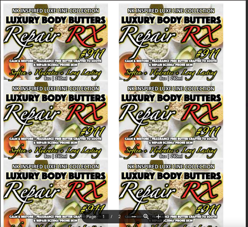 NK INSPIRED LUXE LINE SHEA BODY BUTTERS & OIL COLLECTION - # #911-REPAIR(ECZEMA)