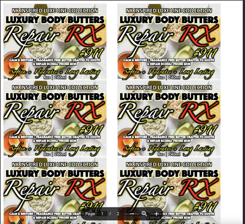 NK INSPIRED LUXE LINE SHEA BODY BUTTERS & OIL COLLECTION - # #911-REPAIR(ECZEMA)