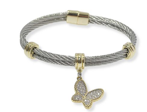 THE LUXE NK GLAM GIRL LUXURY JEWELRY COLLECTION - RHINESTONE CLUSTERED MAGNETIC CLASP BRACELET & BANGLES