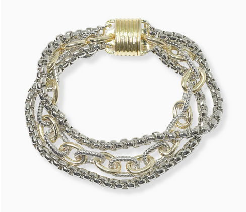 THE LUXE NK GLAM GIRL LUXURY JEWELRY COLLECTION - RHINESTONE CLUSTERED MAGNETIC CLASP BRACELET & BANGLES