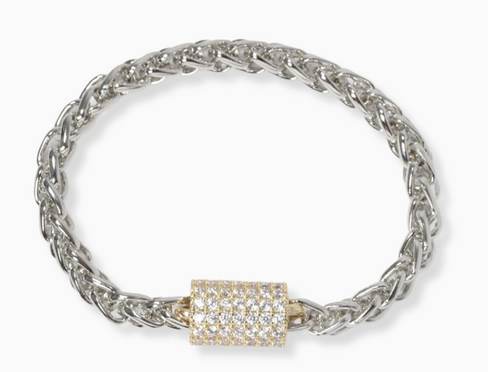 THE LUXE NK GLAM GIRL LUXURY JEWELRY COLLECTION - RHINESTONE CLUSTERED MAGNETIC CLASP BRACELET & BANGLES