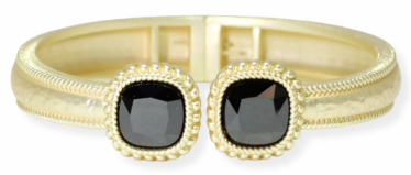 THE LUXE NK GLAM GIRL LUXURY DESIGNER INSPIRED JEWELRY COLLECTION - 14K GOLD PLATED RHINESTONE HINGED CUFF BRACELETS - VOLUME 1