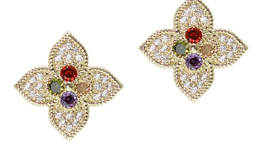 THE LUXE NK GLAM GIRL LUXURY JEWELRY COLLECTIONS-14K PLATED MULTI COLORED RHINESTONE