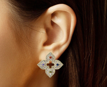 THE LUXE NK GLAM GIRL LUXURY JEWELRY COLLECTIONS-14K PLATED MULTI COLORED RHINESTONE