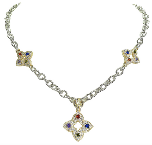 THE LUXE NK GLAM GIRL LUXURY JEWELRY COLLECTIONS-14K PLATED MULTI COLORED RHINESTONE