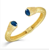 THE LUXE NK GLAM GIRL LUXURY DESIGNER INSPIRED JEWELRY COLLECTION - 14K GOLD PLATED RHINESTONE HINGED CUFF BRACELETS - VOLUME 1