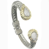 THE LUXE NK GLAM GIRL LUXURY DESIGNER INSPIRED JEWELRY COLLECTION - 14K GOLD PLATED RHINESTONE HINGED CUFF BRACELETS - VOLUME 1
