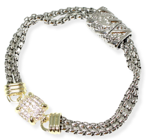 THE LUXE NK GLAM GIRL LUXURY JEWELRY COLLECTION - RHINESTONE CLUSTERED MAGNETIC CLASP BRACELET & BANGLES
