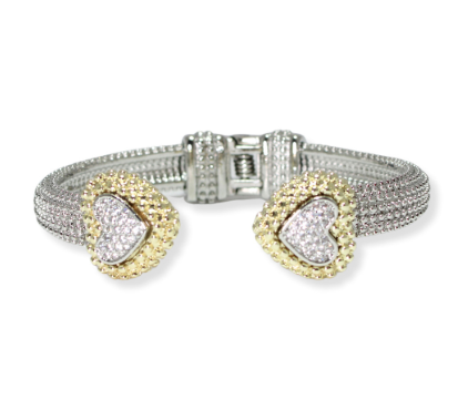 THE LUXE NK GLAM GIRL LUXURY DESIGNER INSPIRED JEWELRY COLLECTION - 14K GOLD PLATED RHINESTONE HINGED CUFF BRACELETS - VOLUME 1