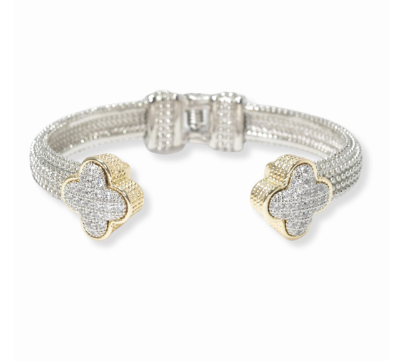 THE LUXE NK GLAM GIRL LUXURY DESIGNER INSPIRED JEWELRY COLLECTION - 14K GOLD PLATED RHINESTONE HINGED CUFF BRACELETS - VOLUME 1