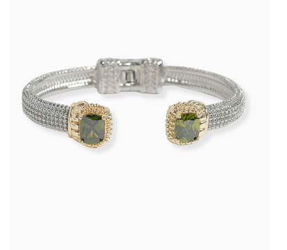 THE LUXE NK GLAM GIRL LUXURY DESIGNER INSPIRED JEWELRY COLLECTION - 14K GOLD PLATED RHINESTONE HINGED CUFF BRACELETS - VOLUME 1