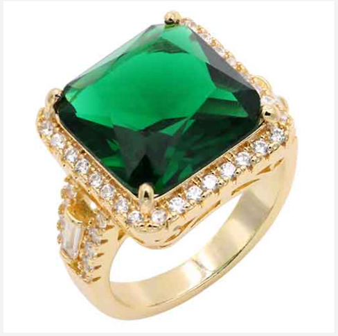 THE LUXE NK GLAM GIRL LUXURY JEWELRY COLLECTION - SILVER/GOLD BIG STONE AMBER/TOPAZ RING -725BR