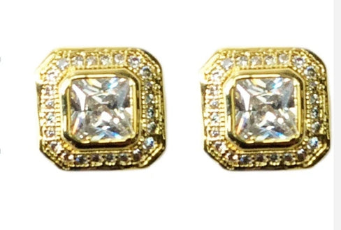 THE LUXE NK GLAM GIRL LUXURY JEWELRY COLLECTION - NK GLAM SQUARE ROPE RHINESTONE EARRINGS -