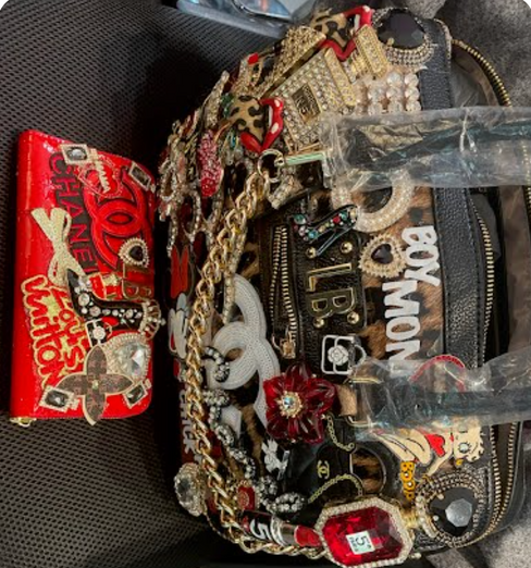 THE LUXE NK GLAM GIRL LUXURY CUSTOM CHUNKY JUNK SPEEDY HANDBAG- JUNK