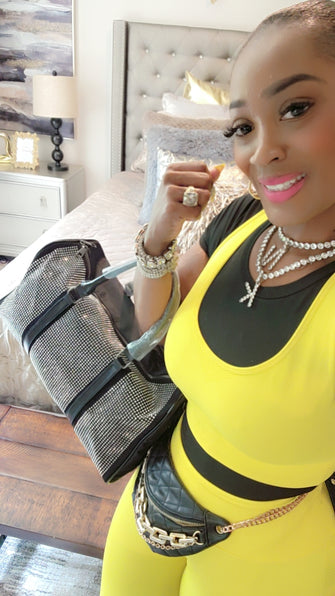 THE LUXE NK GLAM GIRL LUXURY HANDBAG COLLECTION - GLAM GIRL RHINESTONE MINI DUFFLE WEEKENDER - NKRD500