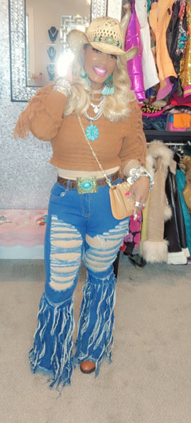 THE LUXE NK GLAM GIRL SHREDDED DENIM JEANS-SJ
