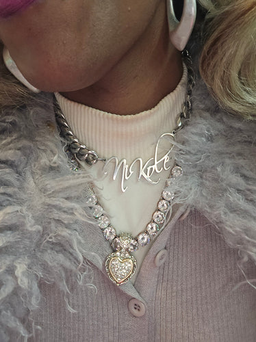 The LUXE NK CUSTOM RHINESTONE INITIAL TENNIS NECKLACE SET-ICE123