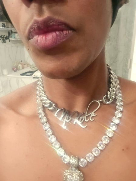 The LUXE NK CUSTOM RHINESTONE INITIAL TENNIS NECKLACE SET-ICE123