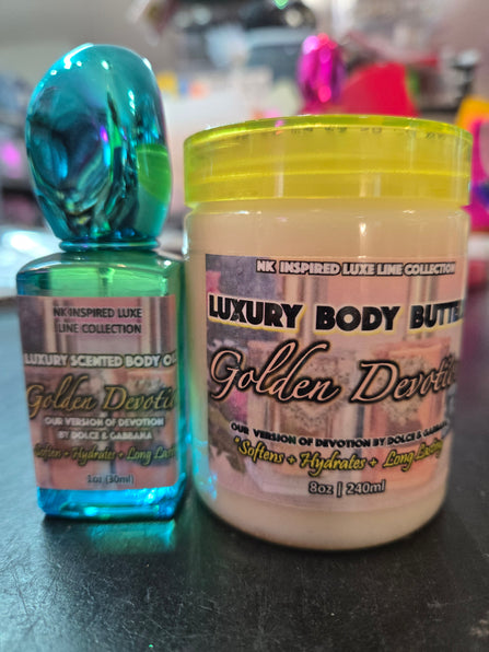 NK INSPIRED LUXE LINE SHEA BODY BUTTERS & OIL COLLECTION - GOLDEN DEVOTION #501 - VERSION OF DEVOTION BY D&G