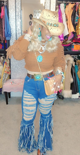 THE LUXE NK GLAM GIRL SHREDDED DENIM JEANS-SJ