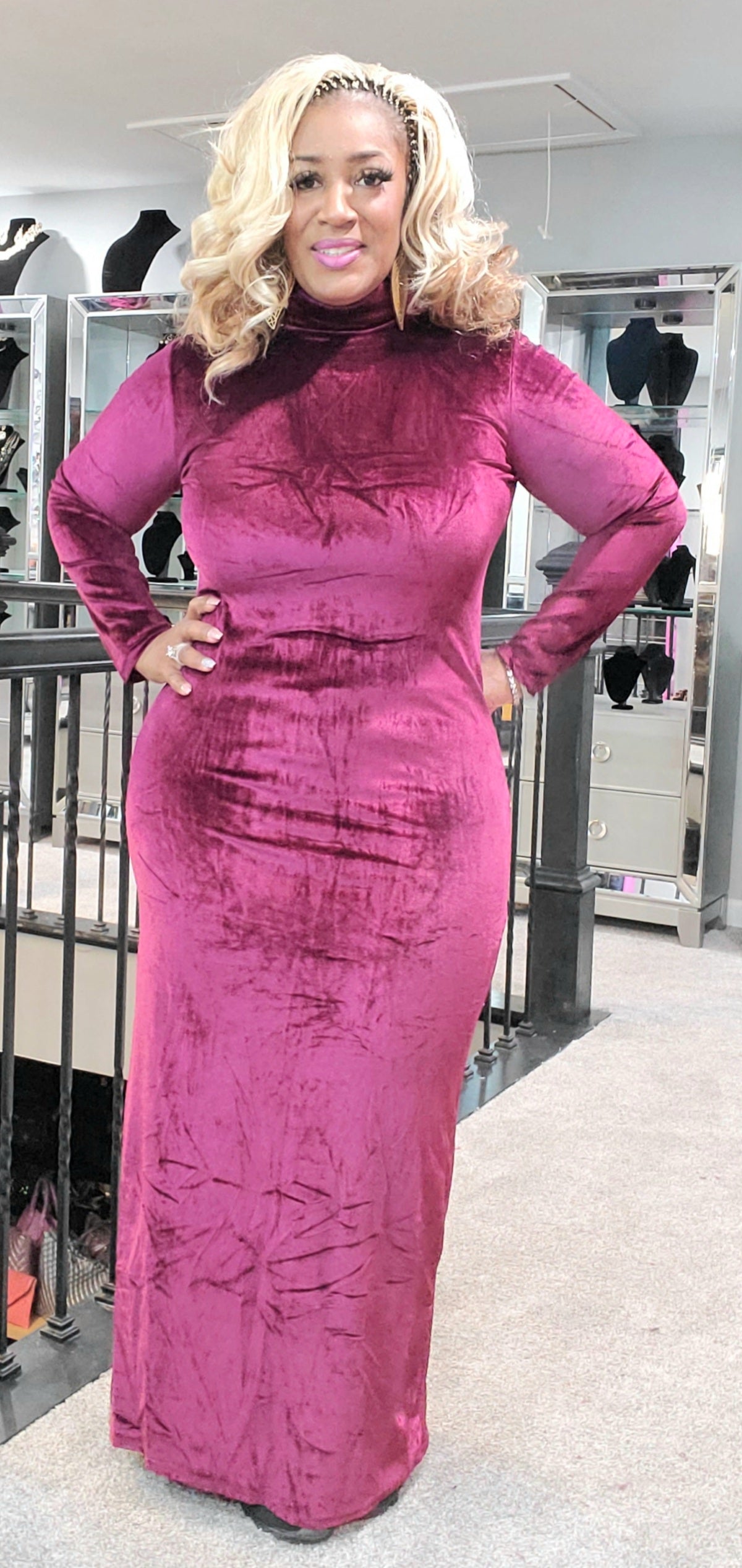 Velvet Me Turtle Neck Body Con Dress-NK125