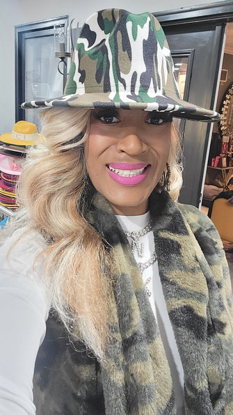 THE LUXE NK GLAM FEDORA HAT - CAMOHAT
