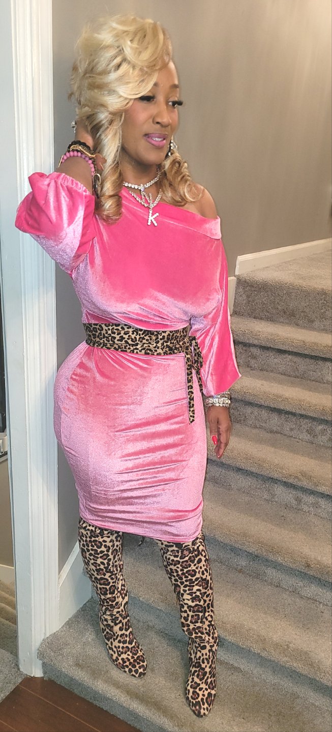 The LUXE NK Velvet Off shoulder Midi Dress- NK120
