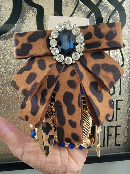 THE LUXE NK GLAM CUSTOM ROYAL BLUE LEOPARD STACK BRACELET SET - STACK158
