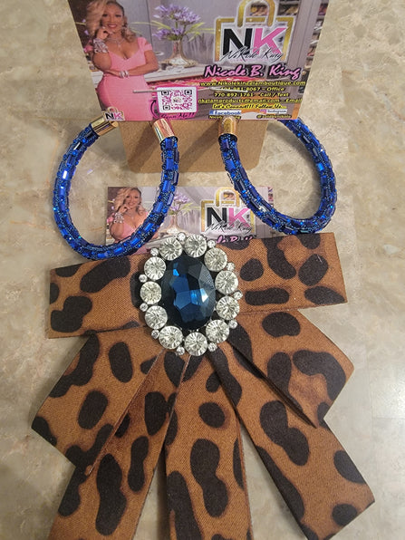 THE LUXE NK GLAM CUSTOM ROYAL BLUE LEOPARD STACK BRACELET SET - STACK158