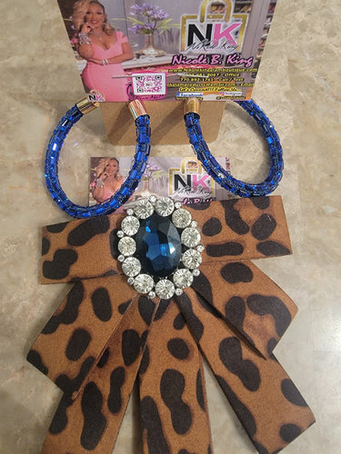 THE LUXE NK GLAM CUSTOM ROYAL BLUE LEOPARD STACK BRACELET SET - STACK158