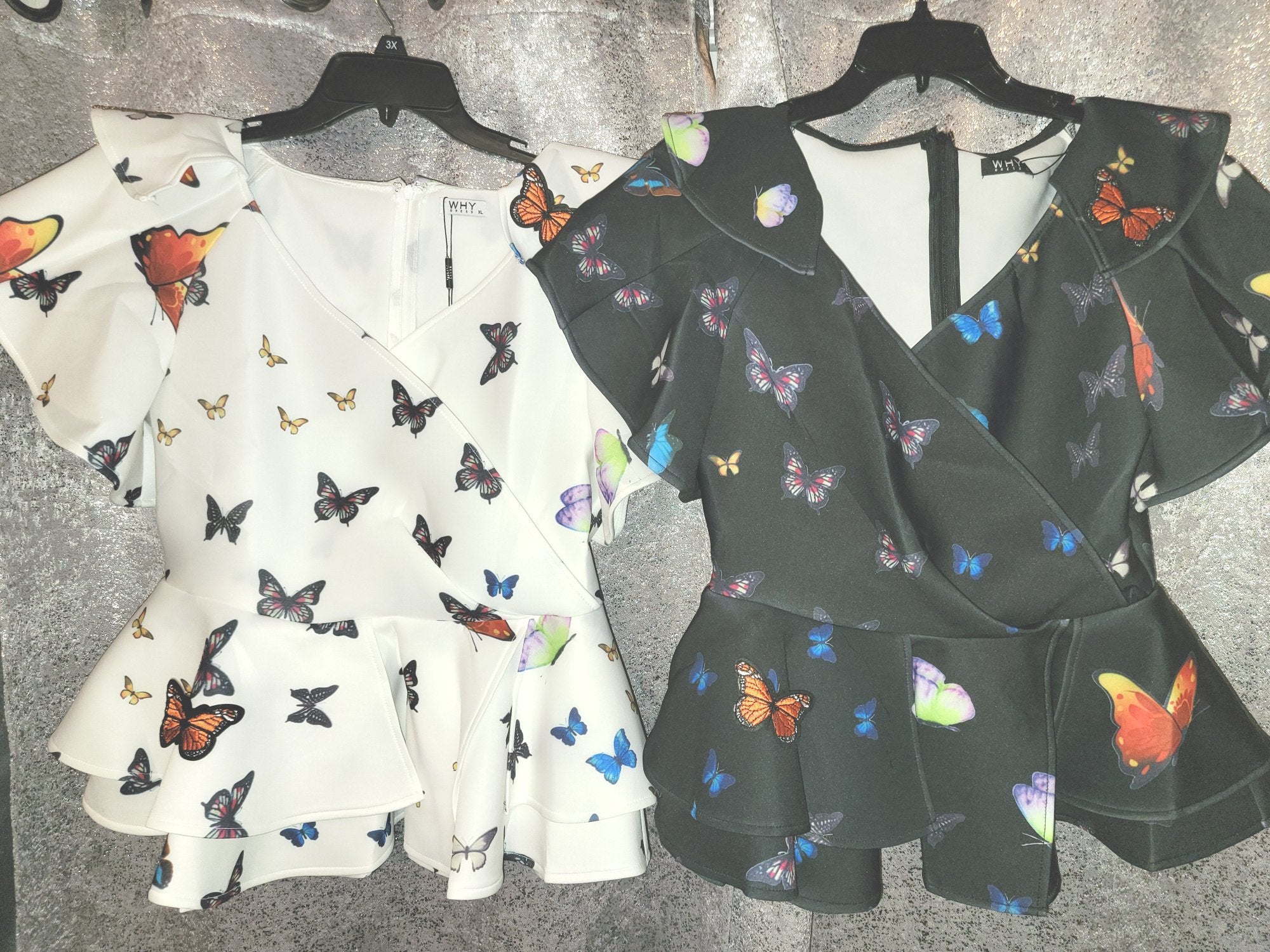 THE LUXE NK GLAM BUTTERFLY PEPLUM DRESS TOP - NKBFTOP