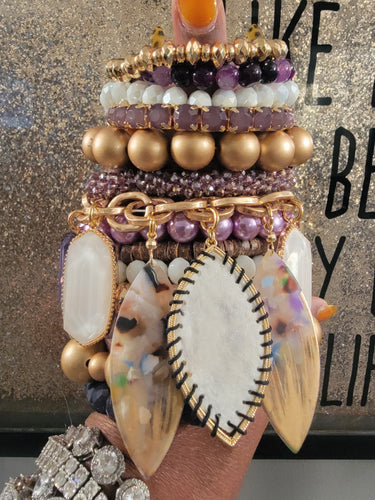 THE LUXE NK GLAM CUSTOM VANILLA LAVENDER STACK BRACELET SET - STACK189