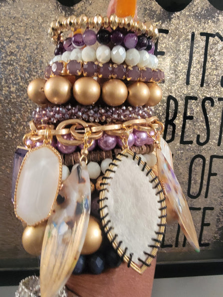 THE LUXE NK GLAM CUSTOM VANILLA LAVENDER STACK BRACELET SET - STACK189