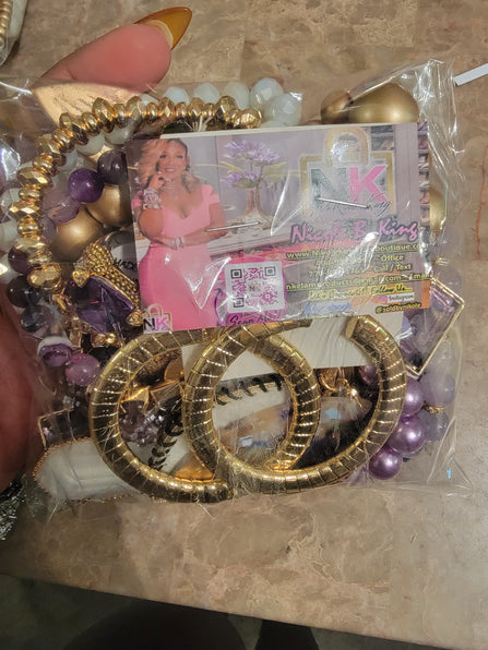 THE LUXE NK GLAM CUSTOM VANILLA LAVENDER STACK BRACELET SET - STACK189