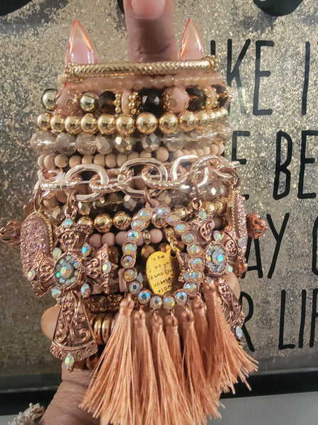 THE LUXE NK GLAM CUSTOM TRULT ROSE GOLD STACK BRACELET SET - STACK351