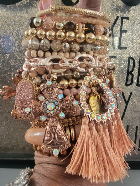 THE LUXE NK GLAM CUSTOM TRULT ROSE GOLD STACK BRACELET SET - STACK351