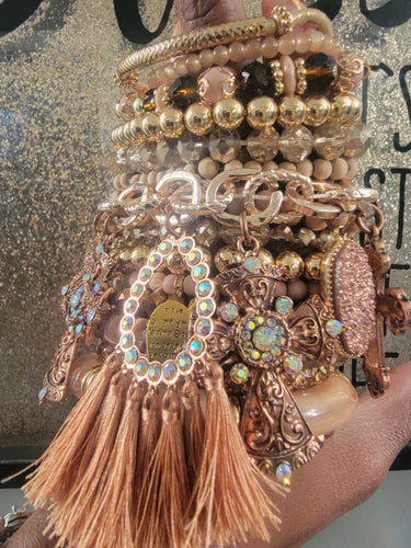 THE LUXE NK GLAM CUSTOM TRULT ROSE GOLD STACK BRACELET SET - STACK351