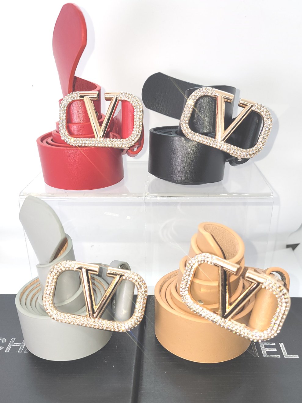 THE LUXE NK GLAM HIGH FASHION RHINESTONE "V" BELT - NKB