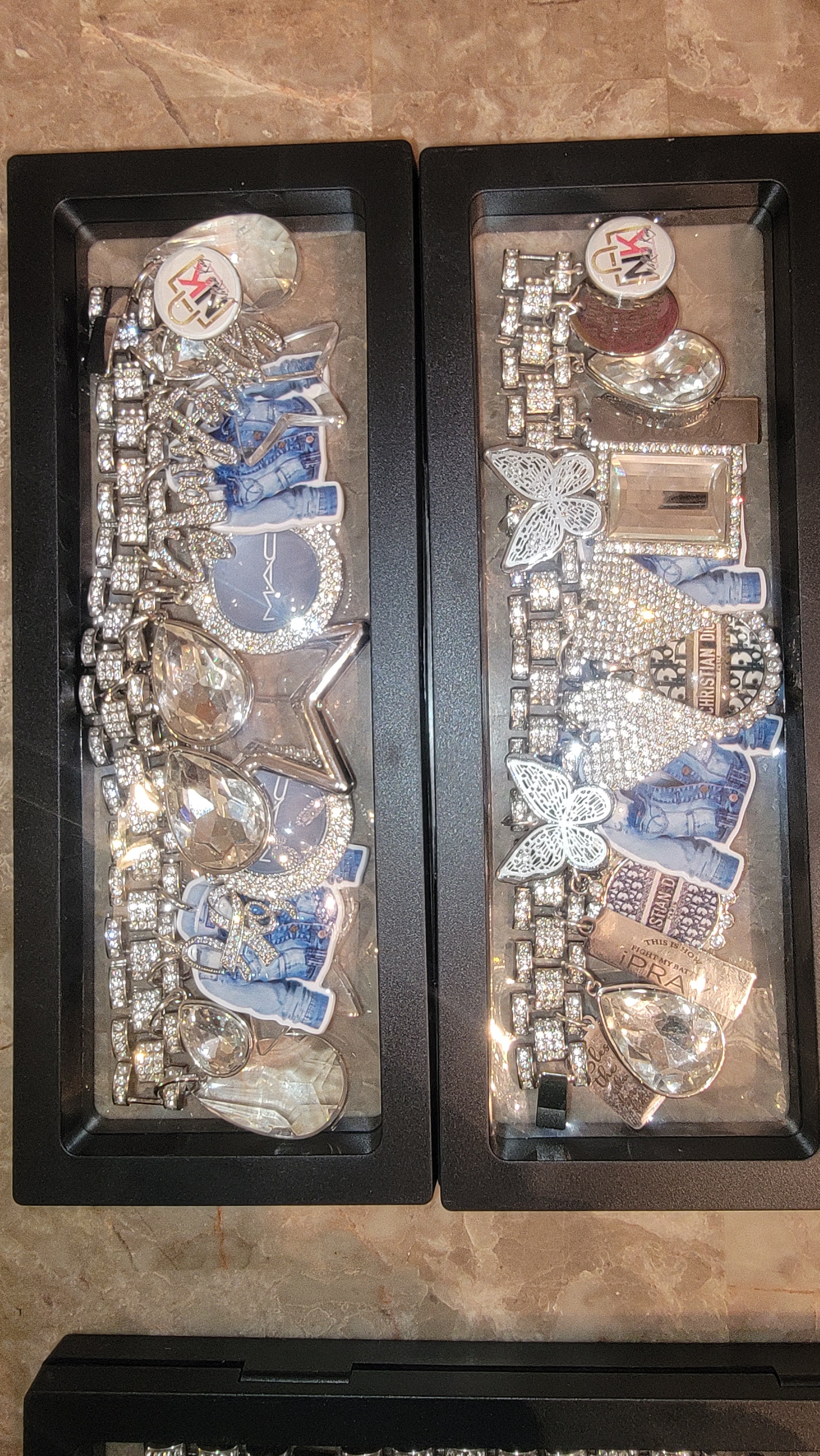 THE LUXE NK GLAM CUSTOM RHINESTONE BLING CHARM BRACELET- CHARMS100