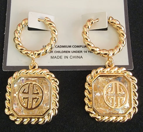 THE LUXE NK GLAM GIRL ACCESSORIES & BELT COLLECTION - GREEK HOOP DANGLE EARRINGS - YE3397