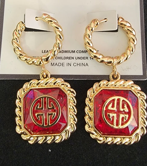 THE LUXE NK GLAM GIRL ACCESSORIES & BELT COLLECTION - GREEK HOOP DANGLE EARRINGS - YE3397