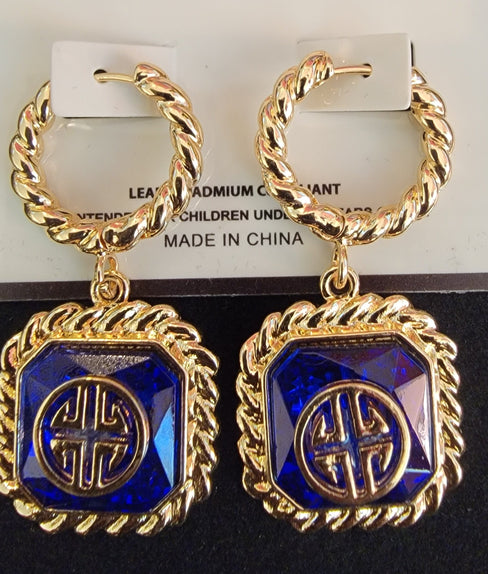 THE LUXE NK GLAM GIRL ACCESSORIES & BELT COLLECTION - GREEK HOOP DANGLE EARRINGS - YE3397