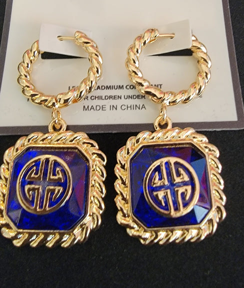 THE LUXE NK GLAM GIRL ACCESSORIES & BELT COLLECTION - GREEK HOOP DANGLE EARRINGS - YE3397