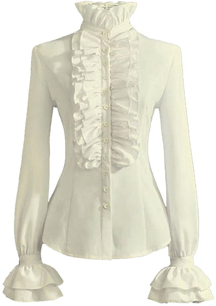 The LUXE Classic Pretty Girl Stand Up Collar Ruffle Shirt Blouse