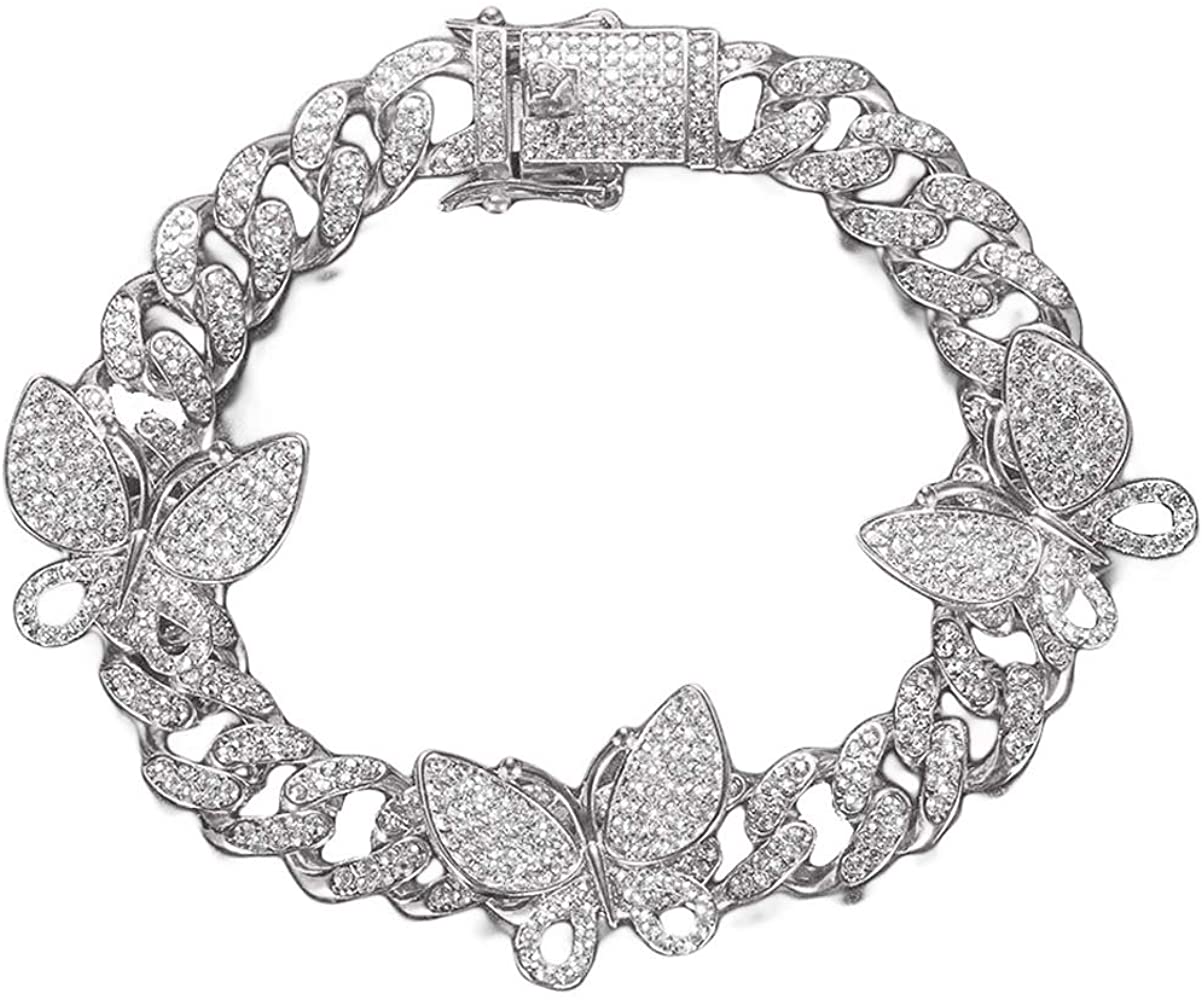 THE LUXE NK GLAM RHINESTONE BUTTERFLY CUBAN LINK ANKLE BRACELET - ANKLE2