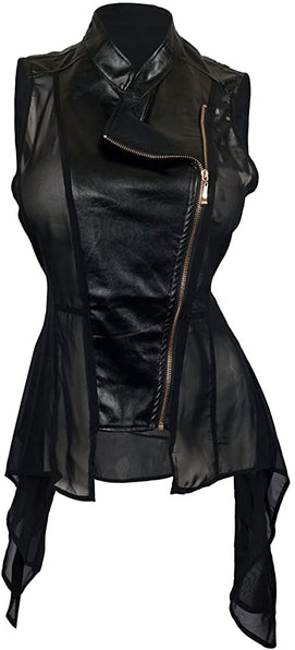 THE LUXE NK GLAM FAUX LEATHER ZIP TOP - NKA200