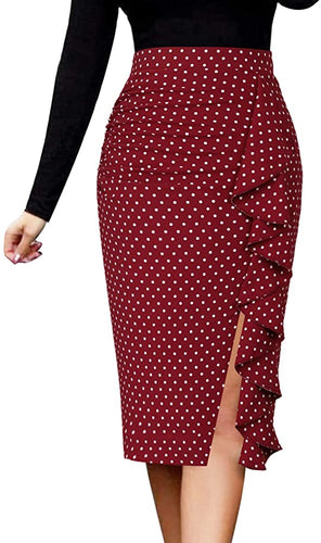 The LUXE NK Classy Career Girl Ruffle Vintage Skirt