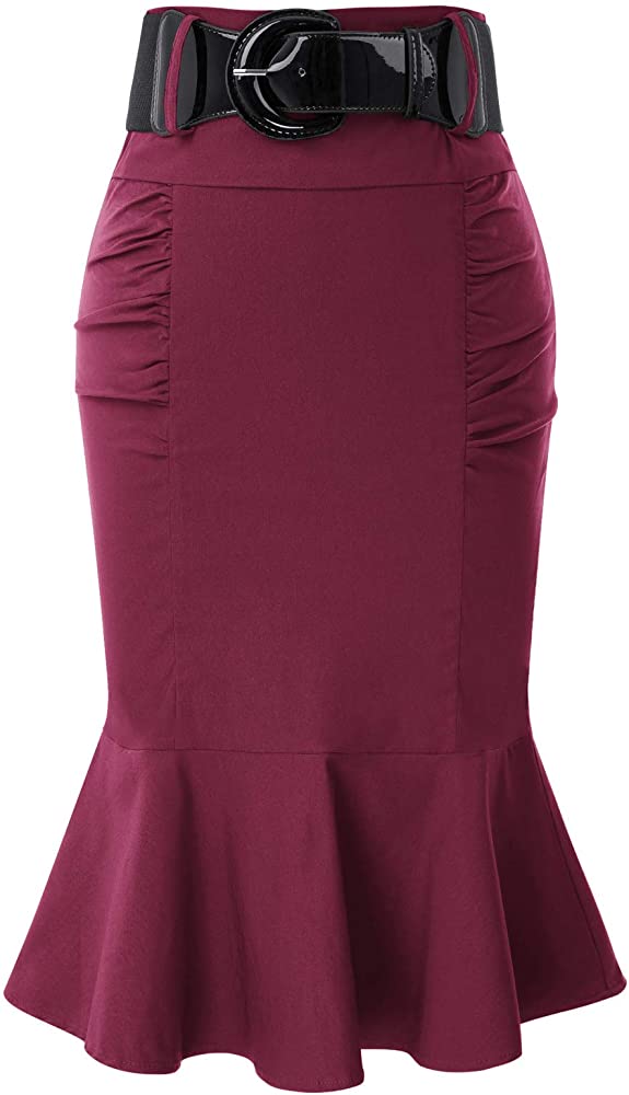 The LUXE Classic Mermaid Midi Pencil Skirt-NK81